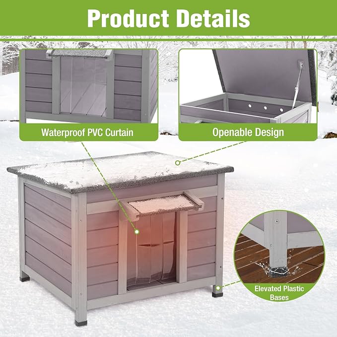 GUTINNEEN Insulated Outdoor Cat House, 100% Weatherproof High Insulated Cat Shelter with Insulated All-Round Thermal Liner, Openable Hinged Asphalt Roof for Feral Stray Barn Cats and Small Animals