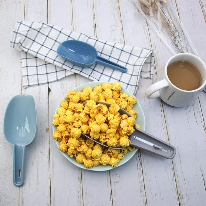 Flour Scoop Set of 3 for Canisters, Ice, Popcorn, Pet Food, Dry Goods, Coffee Beans, Candy - Plastic Scoops 1.7/3.4/5.1 oz