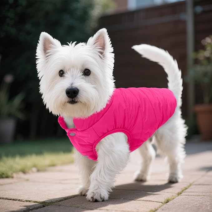 ASENKU Dog Winter Coat - Waterproof Windproof Dog Jacket, Warm Snowproof Doggie Puffer Vest for Cold Weather, Lightweight Snow Coats for Small Medium Large Dogs (Pink, L)