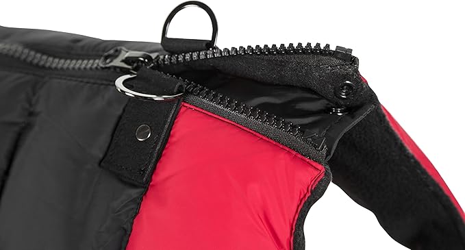 Gooby Padded Vest Dog Jacket - Red, X-Large - Warm Zip Up Vest Fleece Jacket with Dual D Ring Leash Water Resistant for Small to Medium Dogs