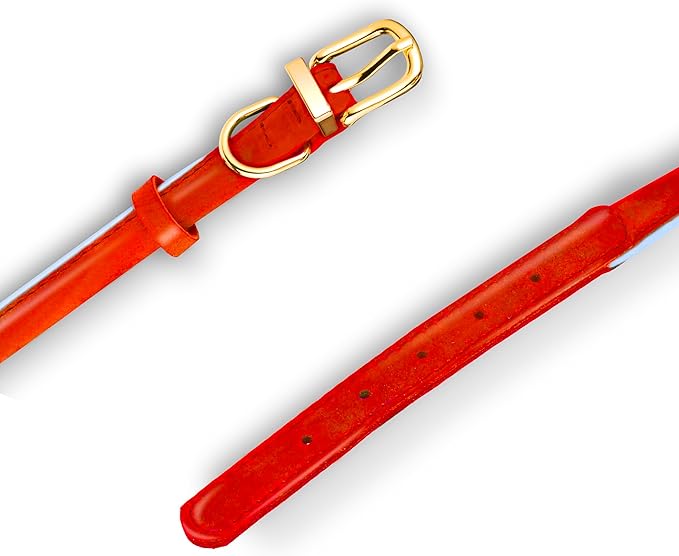 OOPSDOGGY Reflective Rolled Leather Dog Collar Adjustable Soft Padded Pet Collar for Small Medium Large Breed Dogs (Red, XL, 17"-21")