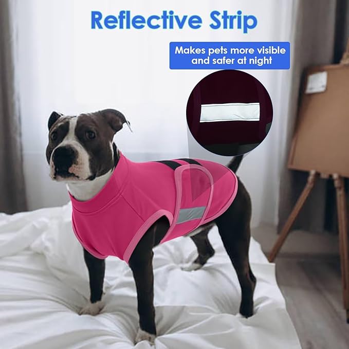 MIGOHI Dog Anxiety Relief Coat,Comfort Anxiety Vest for Dogs,Adjustable Anxiety Calming Wrap for Fireworks,Thunderstorms,Travel, Separation, Dog Anxiety Jacket for Small Dogs,L,Rosered