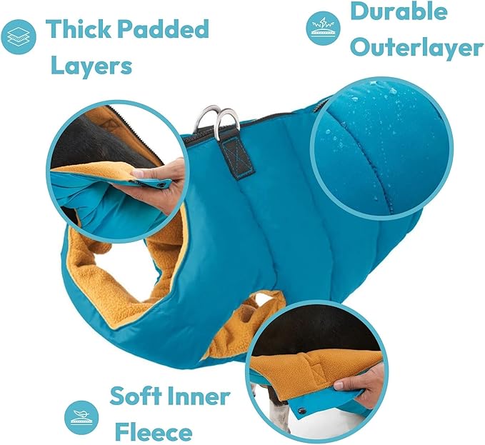 Gooby Padded Vest Dog Jacket - Solid Red, X-Large - Warm Zip Up Vest Fleece Jacket with Dual D Ring Leash Water Resistant for Small to Medium Dogs