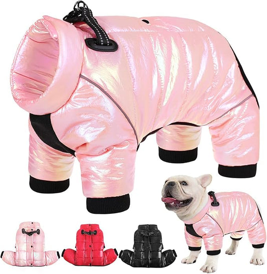 AOFITEE Dog Coat, Waterproof Dog Jacket for Winter, Warm Fullbody Dogs Snowsuit, Winter Coat for Small Dogs, Zip Up Pet Puffer Jacket Fleece Vest, Outdoor Reflective Cold Weather Pet Coats, Medium