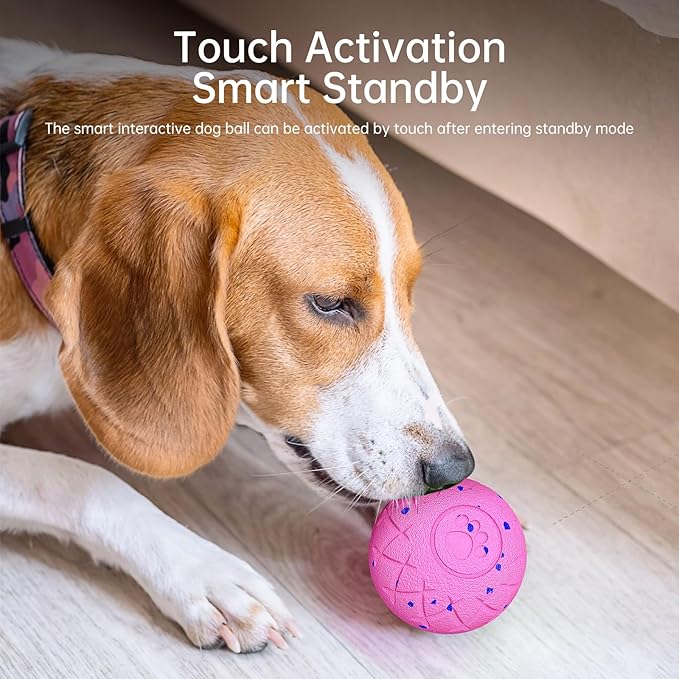 Interactive Dog Toys Dog Ball,Durable Motion Activated Automatic Rolling Toys for Medium/Large Dogs,Automatic Moving, Bouncing,and Rotating,E-TPU Material, IP54 Waterproof (Pink)