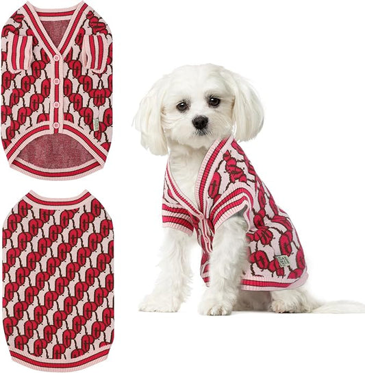 Pet Sweaters for Dogs Boys and Girls, Dynamic Letter Patterned Dog Sweater,Dog Cardigan,Pet Clothes,Pet Knitted Clothing,Fit for Different Seasons and Kinds of Dogs(Pink 3XL)