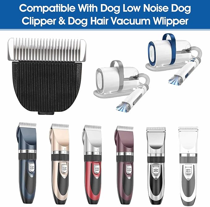 2 Pack Dog Grooming Replacement Blade Compatible with Oneisall Low Noise Dog Clippers, Dog Hair Vacuum Clipper Made of Ceramic Blade & Stainless Steel Blade Size 0.5mm