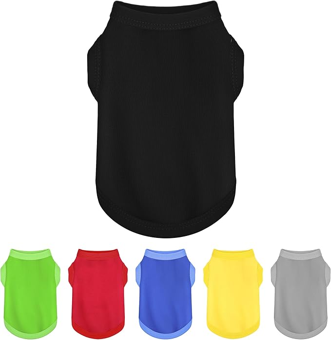 Elevate Your Dog's Fashion Quotient with Colorful and Breathable Sleeveless Cotton Dog Shirts! Perfect Pet Apparel for Small to Medium Breeds, Featuring Stylish Tank Top Design Black XXL