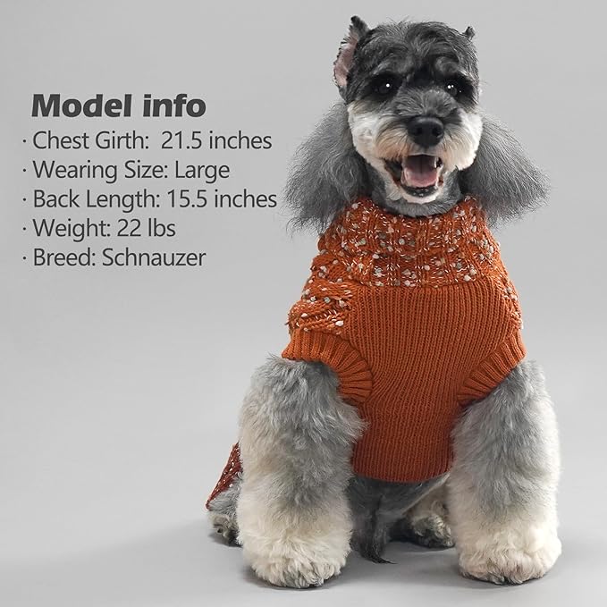 KYEESE Dog Sweaters for Small Dogs Male Color Block Pets Sweater with Fuzzy Thread Knitted Turtleneck Small Dog Sweater Soft Pet Sweater Fall Winter Dogs Clothes, Brown, S