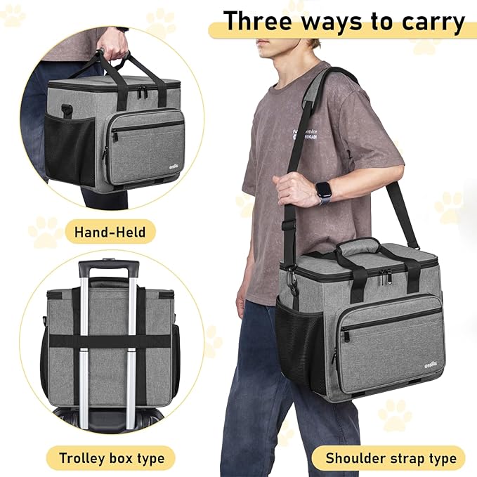 GMAK Pet Grooming Bag, Pets Grooming Tote Bags Supplies Organizer Case Dogs Cats Tools Organizer Tote for Pets Grooming Tools Kit, Clippers, Brush, Scissors or Other Pets Care Supplies, Grey(Bag Only)