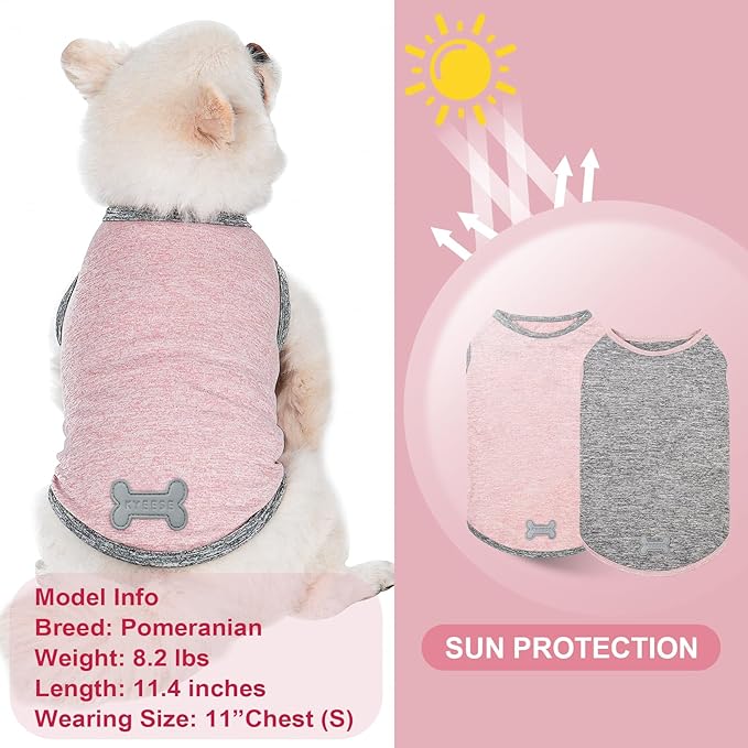 KYEESE 2Pack Dog Shirts Quick Dry for Small Dogs Sun Protection Pet T Shirt Soft Tank Top Small Dog Shirt with Reflective Label Lightweight Pet Clothes Stretchy Sleeveless Vest, X-Large
