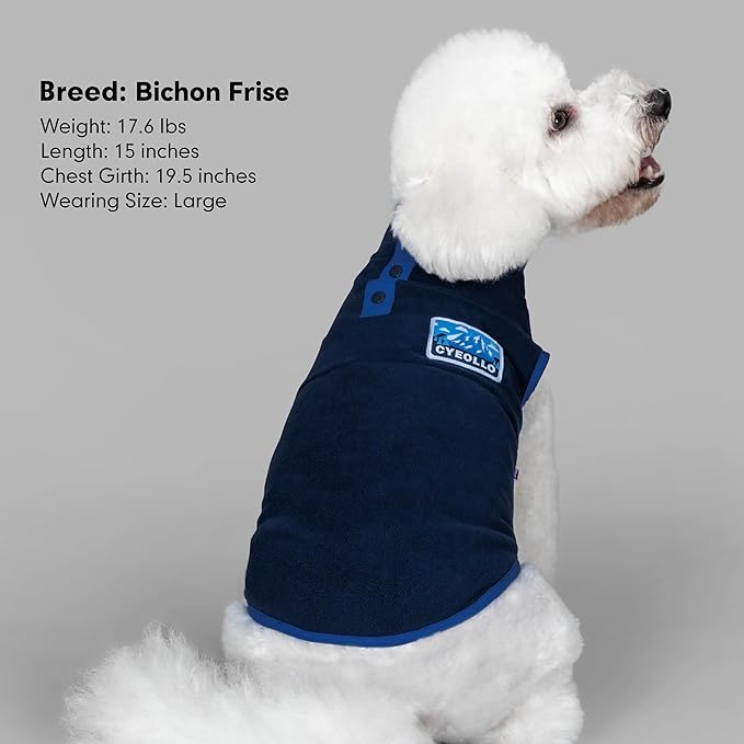 cyeollo Fleece Dog Sweater, Turtleneck Dog Sweatshirt Stretchy Pullover Fleece Vest Warm Winter Fall Clothes for Small Dogs Boy Puppy Pet Apparel, Navy Blue S