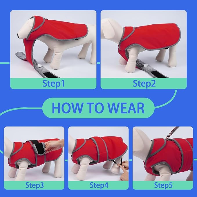 MIGOHI Reflective Waterproof Windproof Dog Coat - Warm Jacket Reversible Stormguard Winter Vest for Small to Large Dogs (Red, XL)