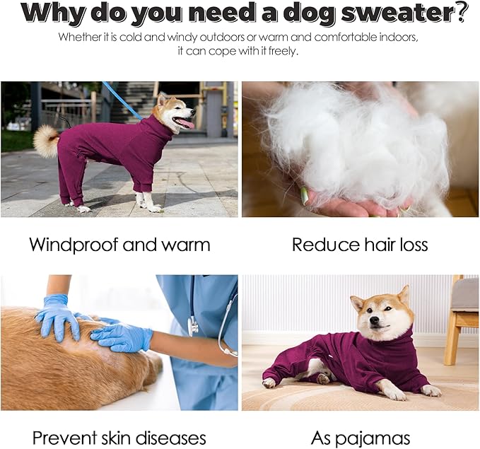 Dotoner Pullover Dog Sweater with Leash Hole - High Collar Cold Weather Vest for Large Dogs - Indoor & Outdoor Use