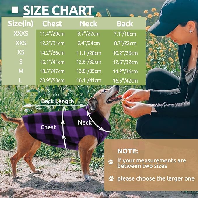 KAMA BRIDAL Spring Autumn Winter Coat Pullover Fleece Vest for Cats Small and Medium Dogs Thin Sweater Purple & Black Plaid (Purple, XS)