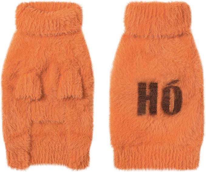 Small Dog Furry Pullover Sweater, Classic Turtleneck Dog Clothes for Cold Weather Cute Warm Pet Clothes for Chihuahua, Bulldog, Dachshund, Pug Orange X-Large