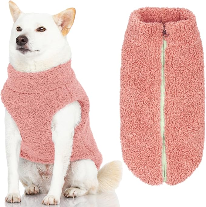 Gooby Sherpa Vest Dog Sweater - Mauve Pink, 2X-Large - Warm Fuzzy Fleece Step in Dog Jacket Without Ring Leash for Small to Medium Dogs