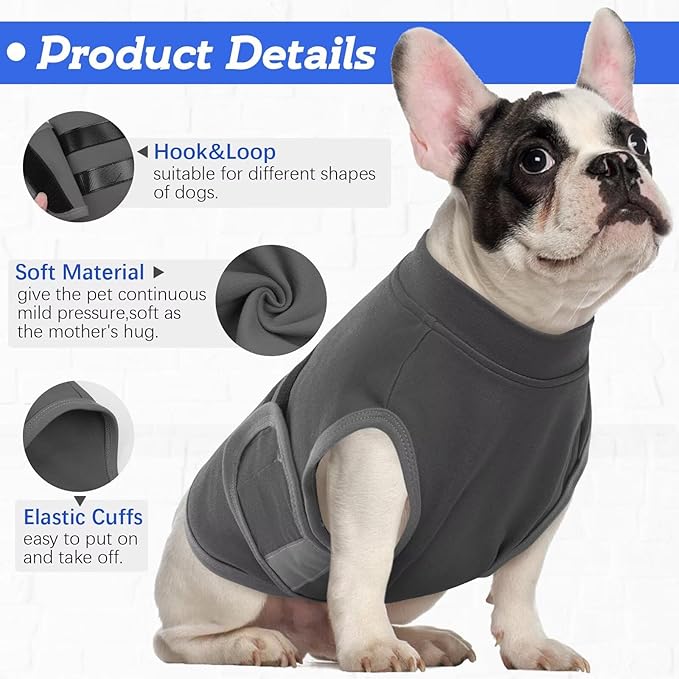 MIGOHI Breathable Dog Anxiety Calming Vest,Dog Firework Anxiety Relief Vest,Dogs Stress and Anxiety Relief Coat,Anxiety Vest for Large Dogs,XL,Gray