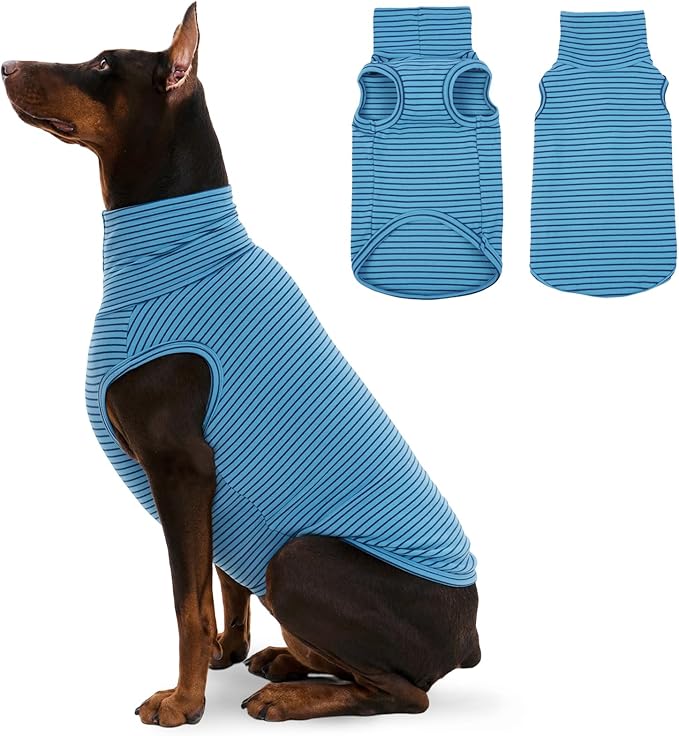 ROZKITCH Dog Shirt for Large Dogs Giant Breeds Sweater Pet Hoodie & Vest, Breathable Cozy Pullover for Stylish & Functional Design BlueStripe 3XL