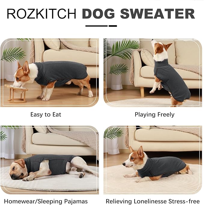 ROZKITCH Dog Winter Coat Soft Pullover Pajamas, Pet Windproof Warm Cold Weather Jacket Vest Cozy Jumpsuit Apparel Outfit Clothes for Walking Hiking Travel Sleep Black 3XL