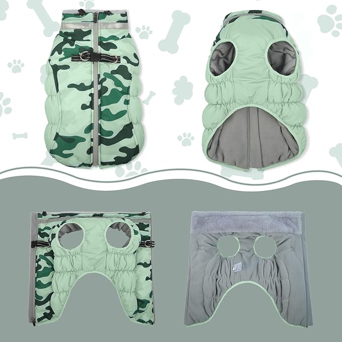 Lelepet Warm Dog Winter Coat Dog Coats for Medium Dogs Waterproof Dogs Jacket with Harness Built in Reflective Cold Weather Coats Windproof Zip-Up Fleece Vest Snowsuit Dachshund Boston Terrier M
