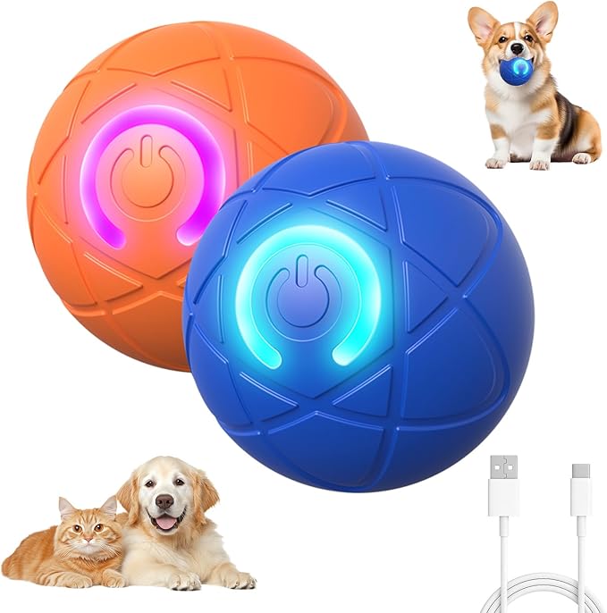 2PCS Shaky Ball Toy for Dogs, Vibrating Dog Ball, USB Rechargeable, Interactive, Automatic Moving, Bouncing, Perfect for Small, Medium, Large Dogs (Small, Cosmic)