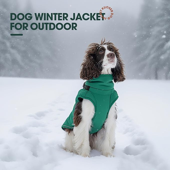 Kuoser Large Dog Winter Jacket Waterproof L | ·Storm Hood·-30°C Rated·Zip Off Harness·Husky·Skip The Struggle