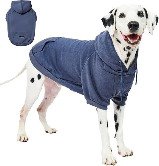 Tuff Pupper Dog Hoodie | Premium Quality 100% Organic Cotton | Ultra Soft Interior for Superior Comfort | Elastic Cuffs & Drawstring for Warmth | Stretch Fit Suitable for All Breeds (Blue, L)