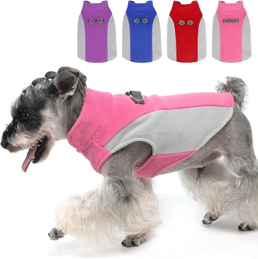KOOLTAIL Small Dog Sweater - Dog Fleece Vest Jacket with Leash D-Ring for Small Medium Dogs, Soft Pullover Winter Warm Cold Weather Coats, Pet Fall Clothes Outfit for Puppy Cat Boys & Girls, Pink M