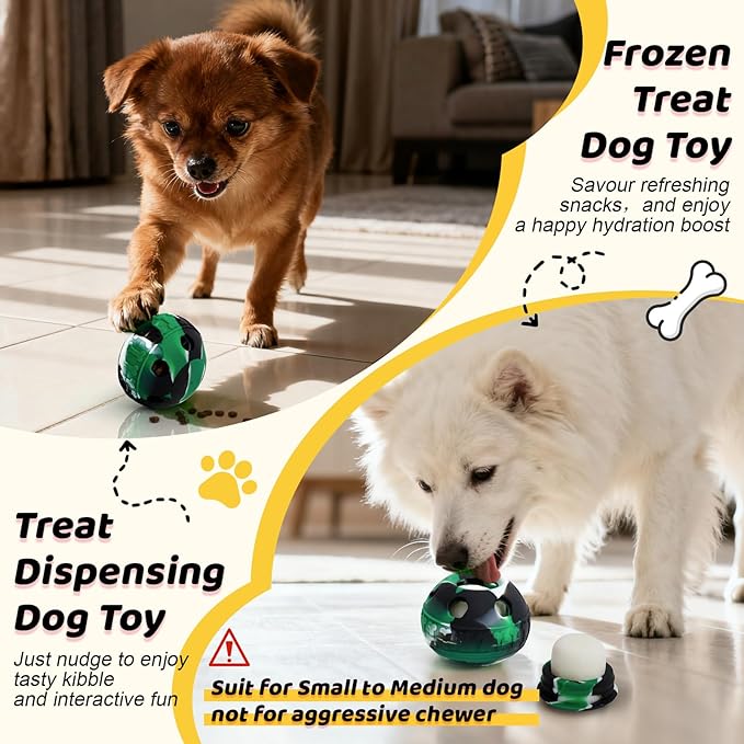IFOYO Frozen Treat Dog Toy Ball for Small to Medium Dogs, Silicone Enrichment Dog Toys to Keep Them Busy, Reduce Anxiety, Puzzle Treat Dispensing Dogs Toys for Slow Food Training, Easy to Clean