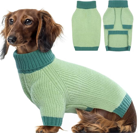 Dog Sweater XL, Turtleneck Sweaters for Large Dogs Girl Boy, Thermal Knit Sweatshirt with Leash Hole Easy Walking, Warm Big Dog Holiday Clothes Christmas for Beagle Corgi Cocker Spaniel, Green XL