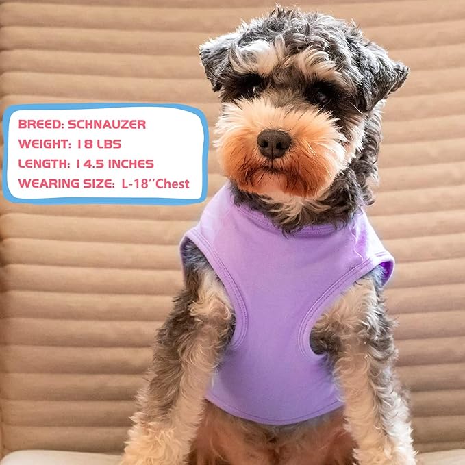KYEESE 2Pack Dog Shirts Striped T Shirt Cotton Tank Top Soft Tee for Small Dogs Lightweight Clothes Sleeveless Dog Vest, Medium,Purple+Orange Striped