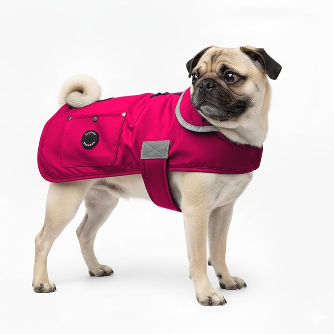 Joyride Harness FrostFlex Dog Winter Jacket - Fleece Lined & Water-Resistant - Snowsuit with Pockets for Treats & Poop Bags - Durable Cold Weather Dog Coat - Pink Berry-XS