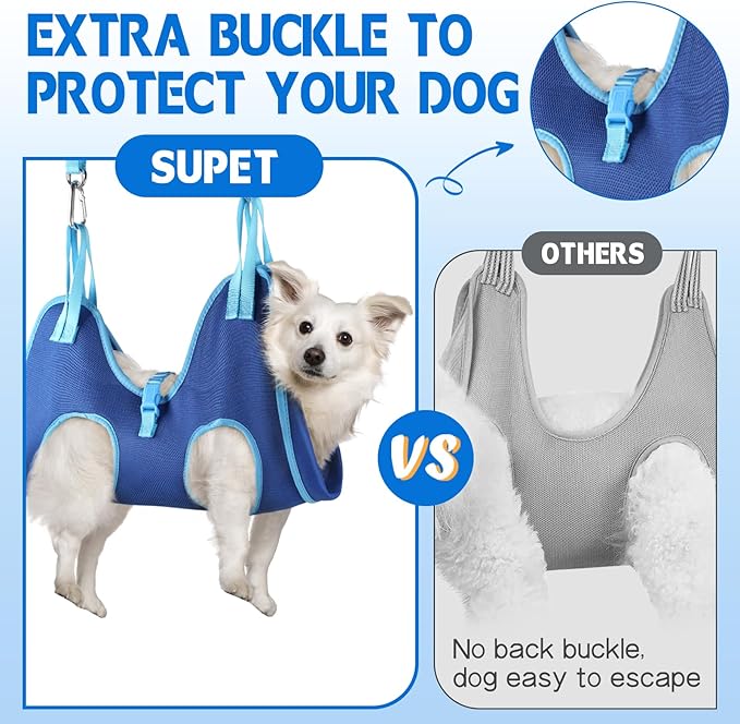 Supet Dog Grooming Hammock, Dog Hanging Harness for Nail Trimming Doorframe, Pet Holder Restraint for Clipping Nails, Pet Hoist Sling for Cutting Nails, Ear & Eye Cleaning, Medicine at Home (2XL)