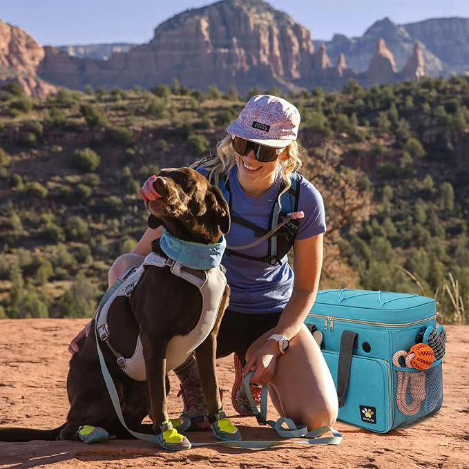 Dog Travel Bag for Traveling| Week Away/Overnight Dog Travel Accessories with Multi-Function Pockets|Pet Travel Set for Dog and Cat|Ideal Dog Diaper Bag and Dog Travel Kit(Sea Blue)