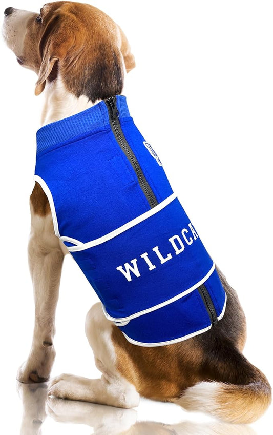 NCAA Kentucky Wildcats Dog Anxiety Shirt Calming Soothing Vest for Dogs Cats with Anxiety, Fears, Fireworks, Loud Noises, Dark, Lonely Keeps Dogs Calm & Feeling Safe, Relaxing Jacket, Small