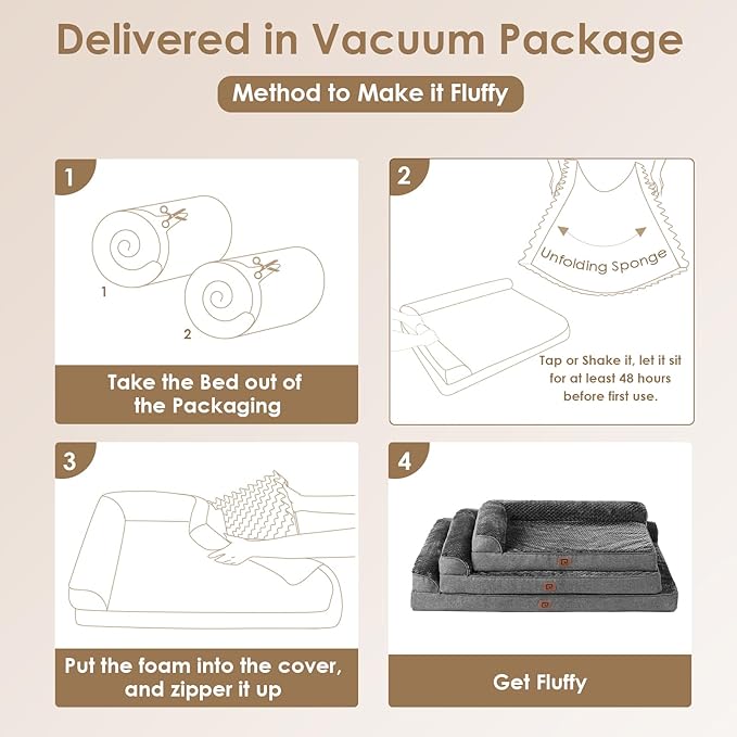 EHEYCIGA Memory Foam Orthopedic XL Dog Bed, Washable Dog Bed with Waterproof Lining Removable Cover, Extra Large Dog Bed Sofa with Nonskid Bottom XLarge Pet Couch Bed, 44x32 Inches, Dark Grey