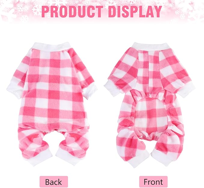 SCENEREAL Dog Pajamas for Medium Dogs Girl - Soft Warm Pet Sweater Clothes, Pink Puppy Onesie Outfits for Doggie Winter Christmas Thanksgiving - Dog Jammies Pjs