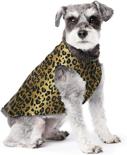 Goldpaw Stretchy Fleece Jacket for Small Dogs - Super Soft, Warm Dog Sweater - Pet Sweater Vest for Fall and Winter - Canine Clothes Made in The USA - Machine Washable - Leopard - Size 10