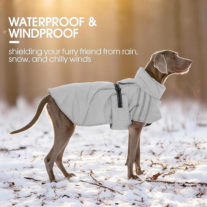 FUAMEY Dog Cold Weather Coats,Dog Winter Jackets for Small Dogs Warm Dogs Coat with Reflective Strips Waterproof Pet Snowsuit Thick Paded Pets Vest for Yorkshire Chihuahua Grey S