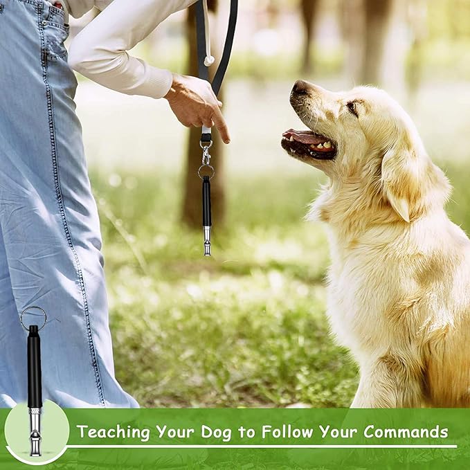 Dog Whistle,Dog Whistle to Stop Barking Neighbors Dog,Adjustable Ultrasonic Silent Dog Training Whistles(Black)