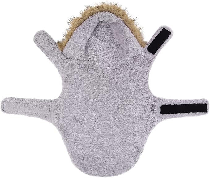 HDE Dog Puffer Jacket Fleece Lined Warm Dog Parka Winter Coat with Harness Hole Navy Retro Stripe - XL
