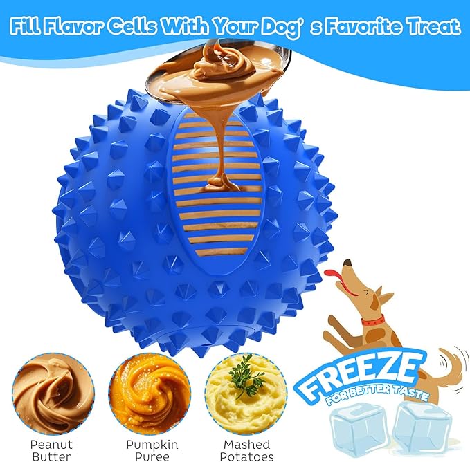 petizer 3" Squeaky Dog Balls for Aggressive Chewers, Durable Interactive Spiky Ball for Teething, Indestructible Rubber Dog Chew Toys, Tough Pet Toys for Small, Medium & Large Breeds