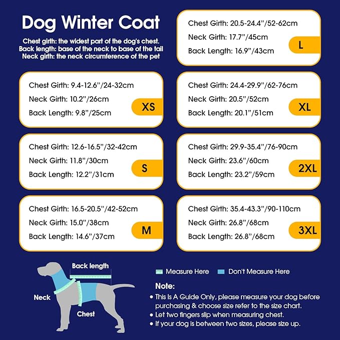 Dog Winter Coat Warm Padded Puppy Jacket Windproof Water Resistant Clothes for Small Medium Large Pets Christmas Sweater Outfit Vest(DarkBlue, 2XL)