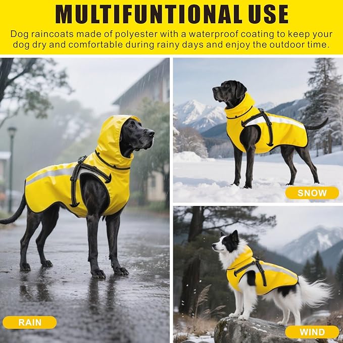 Mosucoirl Dog Raincoat Waterproof Raincoats for Dog Reflective Dogs Rain Jackets with Hood Hoodie Pet Rain Poncho Coat for Small Medium Large Dogs Puppies S-XXL (Yellow, S)