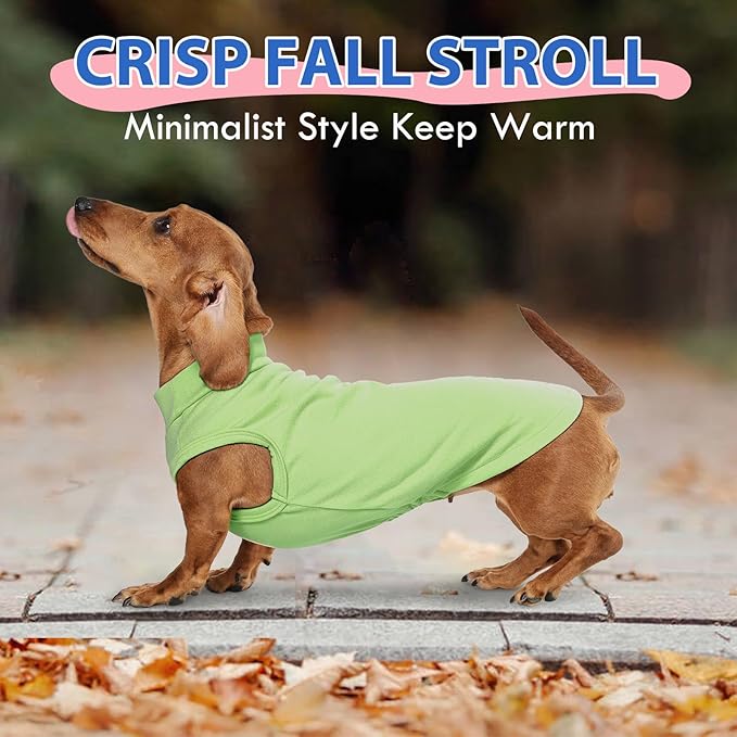 Dog Fleece Sweater - Green, L - Soft Warm Sleeveless Vest | Stretchable Sweatshirt for Medium Dogs, Lightweight for Free Movement,Outdoor Playing,Mini Schnauzer