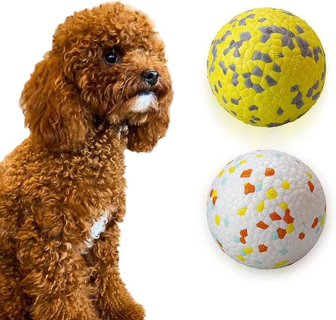 2Pcs Super Bouncy Dog Balls, Fun Indestructible Tennis Balls for Aggressive Chewers, Durable Floating Fetch Toys for Small Dogs with Lifetime Replacement