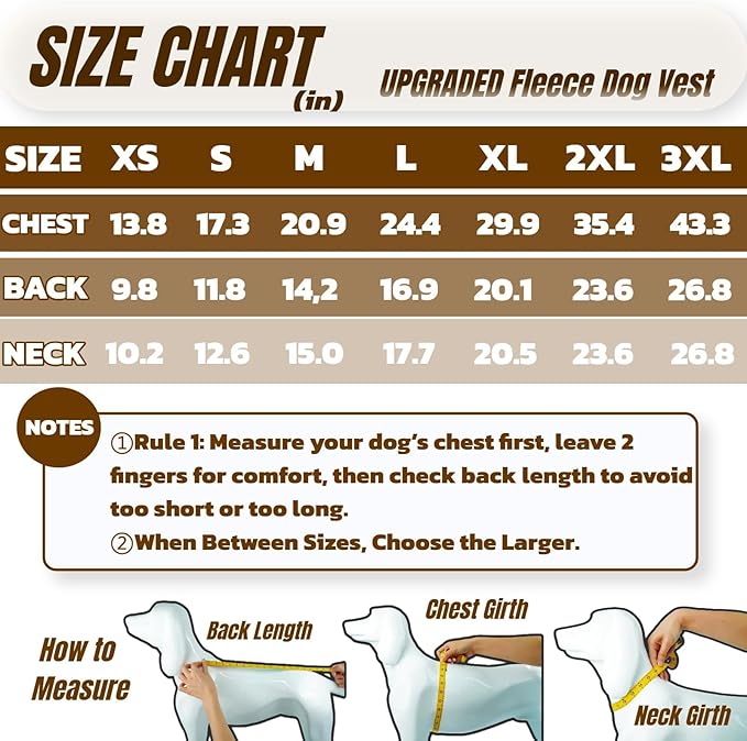 Winter Warm Turtleneck Fleece Vest Dog Sweater, Soft & Snug-Fit Puppy Coat for Medium Dogs with Back-Zipper, Thermal Doggie Vests Sweatshirt, Lightweight Pet Clothes for French Bulldog Girl (Brown, M)