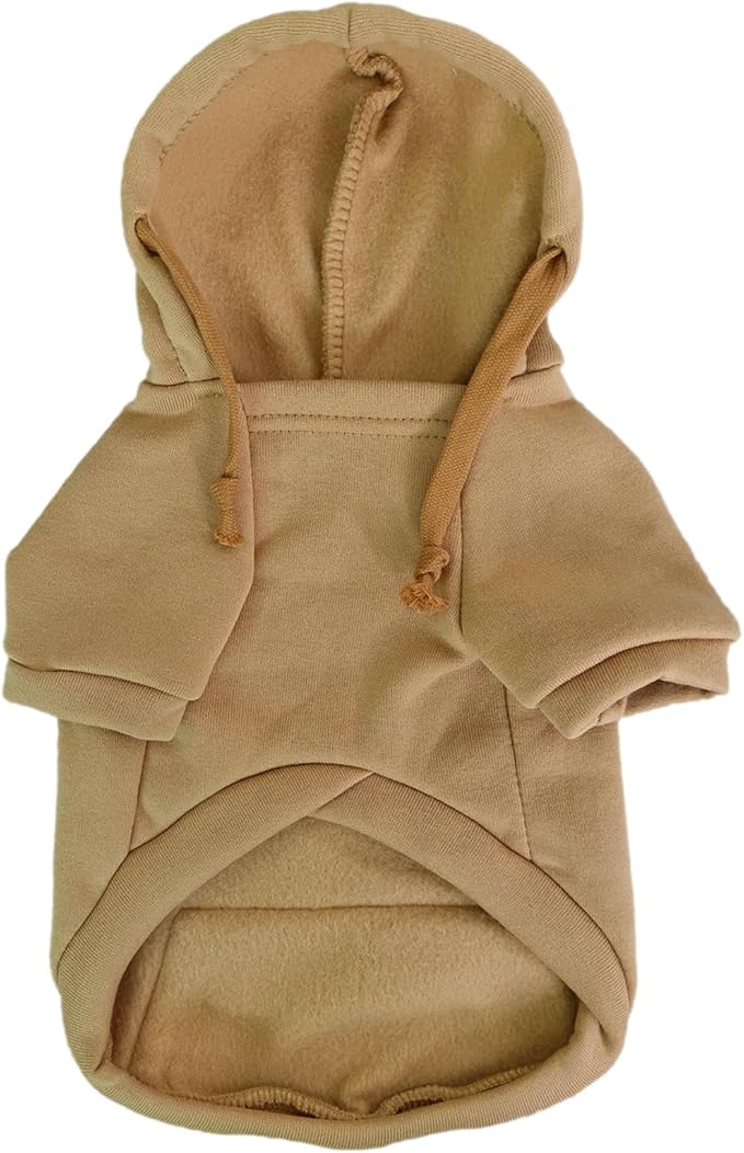 Jecikelon Pet Dog Cold Weather Coat with Pocket Winter Dog Hoodie Warm Puppy Clothes for Small Dogs Chihuahua Clothing (Khaki, X-Large)