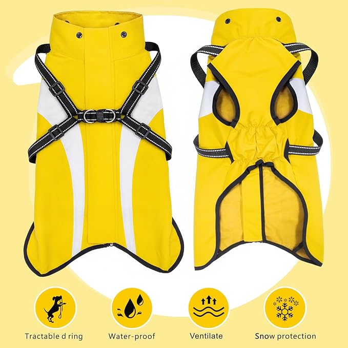 Mosucoirl Dog Raincoat Waterproof Raincoats for Dog Reflective Dogs Rain Jackets with Hood Hoodie Pet Rain Poncho Coat for Small Medium Large Dogs Puppies S-XXL (Yellow, S)